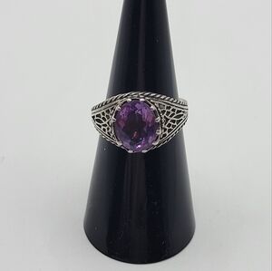 Sterling silver amethyst filagree size 6.5 ring